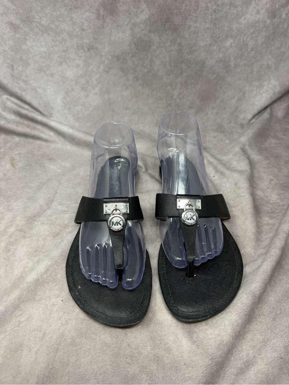 Michael Kors Black MK Logo Thong Sandals